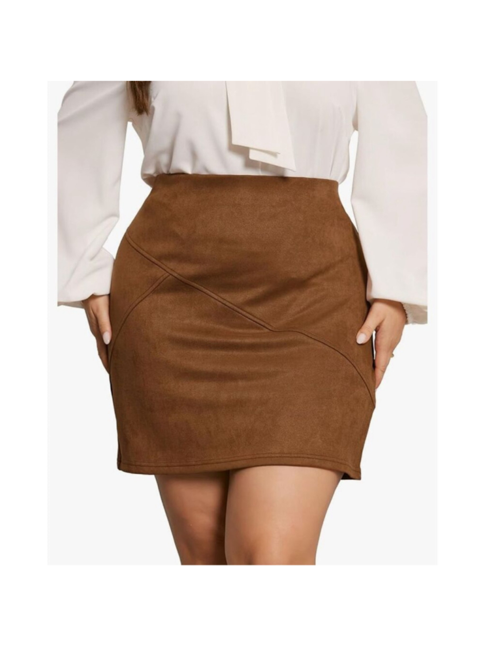 NEW Plus Size Skirt Faux Suede High Waist Mini Skirts 2X